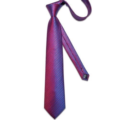 Image of DiBanGu Mens Silk Plaid Tie and Pocket Square Set | Elegant Silk Formal Tie Set, Woven Check Necktie and Cufflinks Tie Clip Set, Perfect for Wedding Party, Comes in Gift Box