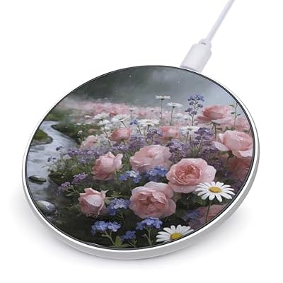 The Rain Moistens The Flower Path Wireless Charger Portable Fast Charging Pad Lightweight Wireless Charging Pad 10W Slim Charging Station for Phone Charger Mat for Travel Home Office Desk