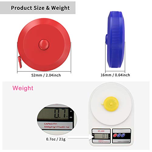 DiCUNO 60-Inch 1.5 Meter Soft and Retractable Tape Body Tailor Sewing Craft Cloth Dieting Measuring Tape (10 Colors Package) by DiCUNO - Image 2