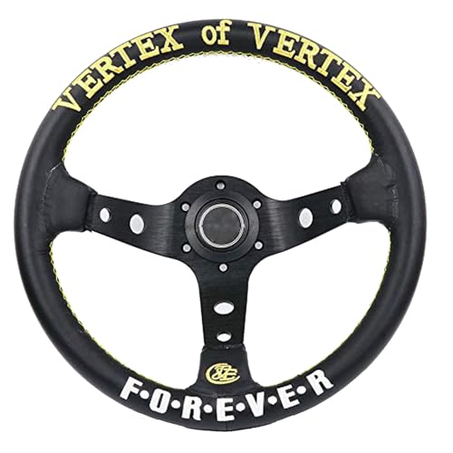 SXCXBH Volant ​Sport Cuir véritable Noir Blanc Drift Sport de Volants (Color : Black)