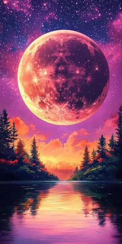 Pintar por Numeros Adultos, DIY Painting by Numbers Kits, Lobo de la luna Cuadros para Pintar por Numeros Pinturas Acrilicos, con Pinceles, Decoración para el Hogar Regalo 100x200cm sin Marco j-946