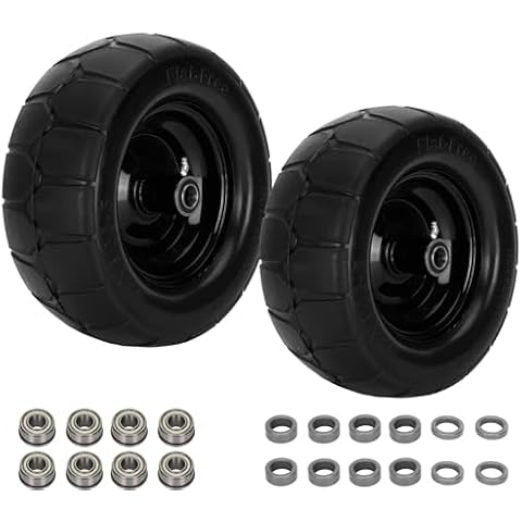 11x6.00-5 Flat Free Tire,2 Pack 11x6.00-5 Tires for Zero Turn Mower With 3/4 & 5/8" or 1/2” Bearing,6"-8" Centered Hub,Load 400lbs Cover
