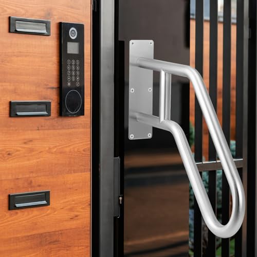 QWORK® 60cm 304 Edelstahl U-förmiger Handlauf, Edelstahl Treppengeländer Aussen, für Garten, Hotels, Schulen, Pflegeheimen