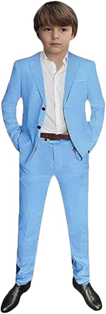 2 PC Slim Fit Boys Tuxedos Suit Two Buttons Boys Formal Suit Jacket Pants Outfit Set Kids Wedding Suit