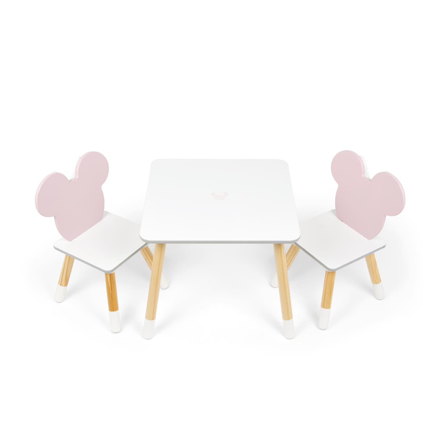 ARDITEX - Set de Mesa y 2 Sillas Infantiles de Madera - 50x50x44 cm y 26,5x26,5x50 cm - Ideal para Jugar, Pintar y Hacer Manualidades - Licencia Oficial Minnie Mouse