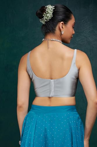 Image of Soch Womens Taffeta Solid Sleeveless Padded Blouse