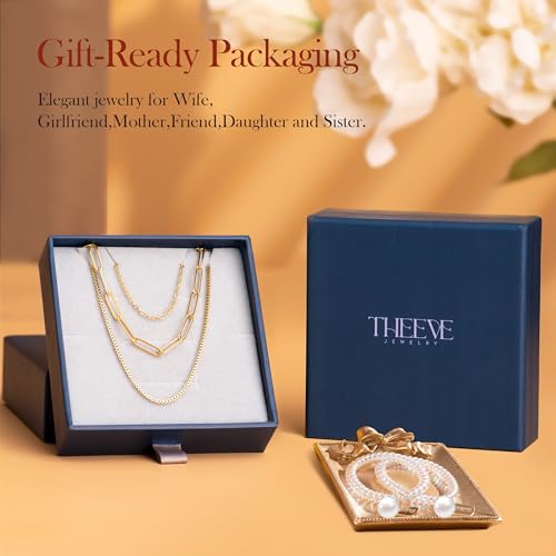 THEEVE Layered Necklaces for women | 14K Gold & Silver Plated Dainty Necklace for Women with Bracelet | Small Love Waterproof Chain Necklaces for Women4