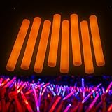 zenda Club - Palitos luminosos LED de espuma naranja 48 cm (paquete de 10) - 3 modos intermitentes - Focos LED de foam para fiestas, conciertos, bodas, cumpleaños - Autonomía 8H