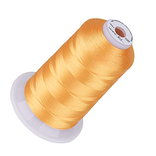 Image of Simthread 5500Yds /5000M 40WT Polyester Embroidery Thread Cream Yellow 812 | High-yardage 5000M spool offers smooth feeding and stable 40WT polyester thread for home and commercial embroidery machines.