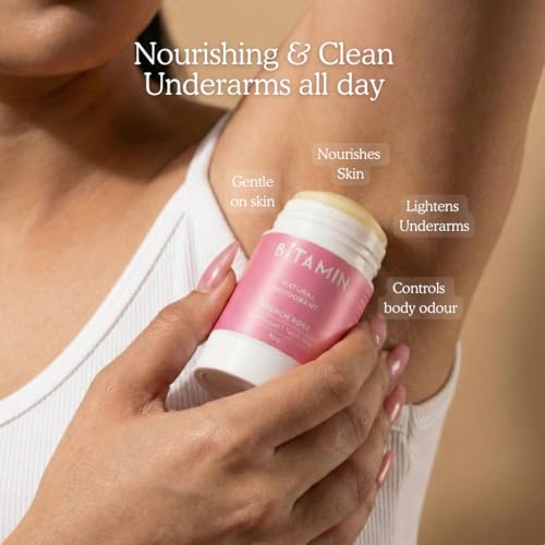 Image of Bitamin Natural Deodorant Underarm Roll On with 5% Vitamin C | Natural Deodorant for Men & Women | Made in India | No Aluminium, No Alcohol, No Parabens & No Triclosan | 8 Hour Odour Control | Lavender - 30g (Pack of 1)