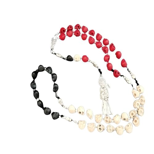 925 Sterling Silver La Santa Muerte Rosary Necklace For Women And Men - Satanic Rosary Necklace, Santa Muerte Pendant With Chain, Holy Saint Of Death Religious Jewelry Gift