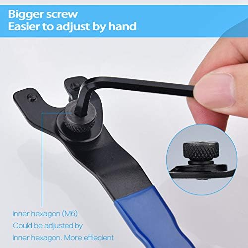 JIZZU Universal 10-52mm Adjustable Wood Angle Grinder Spanner with Hexagon Socket Hole, Lock-Nut Grinder Adjustable Wrench with Plastic Handle