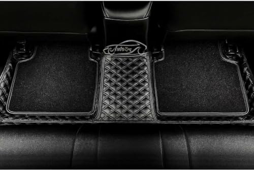 Image of Premium 7D Car Floor Mat Full Set for Chevrolet Spark | Luxury Leather with Detachable Curly /Grass Car Foot Mat with Heal Pad | 100% Waterproof & Anti-Skid (Black Black)