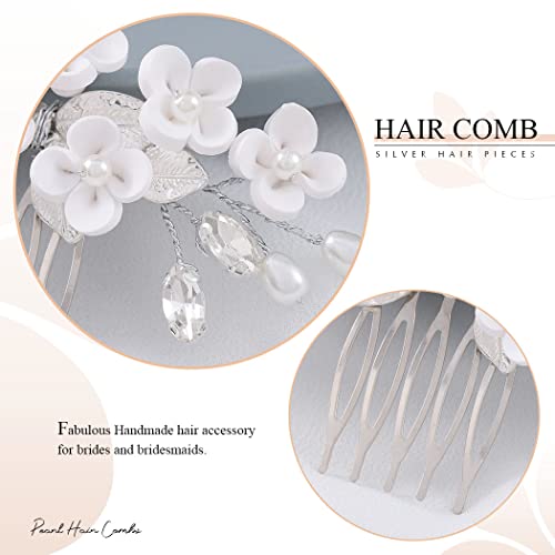 Latious Wedding Bridal Hair Comb Silver Flower Bride Hair Piece Floral Hair Clip Leaf Hair Piece Bridesmaids Hair Accessories For Women And Girls #TOP5
