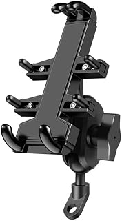 ESUALS Universal Aluminum Motorcycle Bike Phone Holder Handlebar Clip Riding Bracket GPS Mount Side Mirror Frame Bicycle Cell Phone Holder (Color : B)