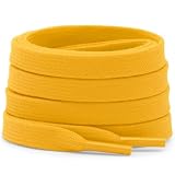 DELELE 2 pares de cordones planos para zapatos de 5/16 pulgadas de ancho para zapatos deportivos para correr, zapatos y botas, 05 amarillo dorado, 51 inch (130CM)