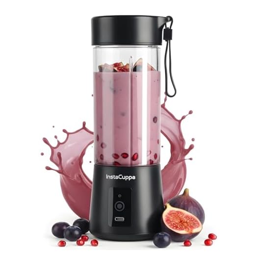 InstaCuppa Portable Blender for Smoothie and Juices, Milk Shakes, Crushing Ice, USB Rechargeable Blender Machine for Kitchen with 2000 mAh Battery, 150 W Motor, 400 ML, Built-in Jar (Normal Edition)