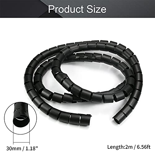 Othmro Spiral Cable Wrap Spiral Wire Wrap Cord for Computer Electrical Wire Organizer Sleeve(Dia 30MM-Length 2M Black) - Image 2