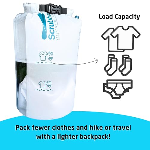 Scrubba UNTOUCHED Wash Bag – Eco-Friendly Portable Washing Machine – Lightweight Manual Washer for Travel, Camping & Baby Clothes – Travel Essentials – Use with Laundry Detergent or Hand Soap – 150g