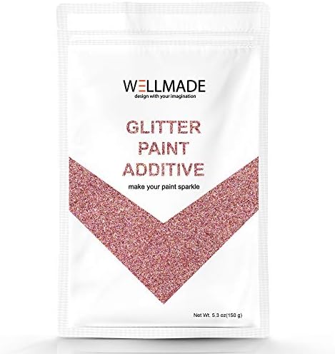 150g/5.3oz Wellmade Glitter Paint Additive for Wall Paint-Interior/Exterior Wall, Ceiling, Wood, Metal, Varnish, Dead Flat, DIY Art and Craft (150g/1bag, Rose Gold Holographic)