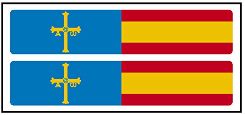 Pegatina Rectángulos largo Azul Cruz amarilla + bandera España 2 uds. 100x20 mm/ud.