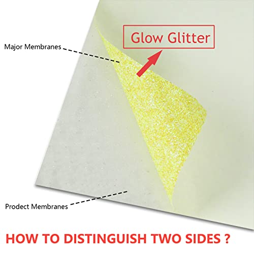 Image of guangyintong Heat Transfer Vinyl Glow Glitter Light Yellow HTV Rolls, 12 inch x 5ft Iron on Vinyl for T Shirts, Glitter HTV Vinyl for All Cutter Machine Easy to Cut & Weed for DIY Design