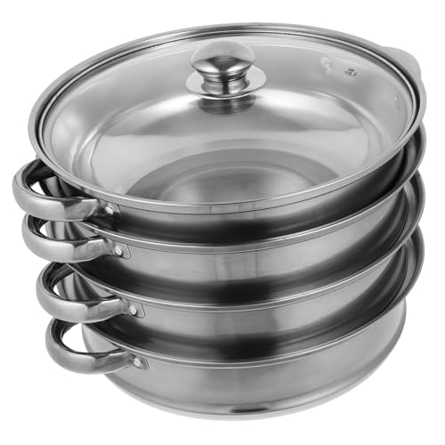 HOLIDYOYO Olla Inoxidable Multifuncional de Olla de Vapor Cuatro para Cocción de y Alimentos Accesorios de Cocina para Familia y Fiestas