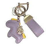 [Arklove] 馬モチーフ【皮革 キーホルダー】 勝運&金運UP 多用途チャーム ミニマルサイズ スマホストラップ対応 職人仕様 女性向け大人可愛いデザイン [紫の馬 + 紫のロープ] 馬蹄バックル付き