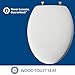 MAYFAIR 1844BNA 000 Toilet Seat with Brushed Nickel Hinges will Never Come Loose, ELONGATE, White - Brushed Nickel