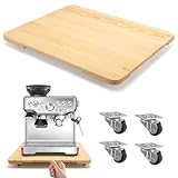 360° Rolling Tray for Coffee Maker, Sliding Tray Countertop Appliance Slider with Rubber Wheels for Heavy Kitchen Appliances, Easily from Under Cabinet (13”W x 16”D, Natural)