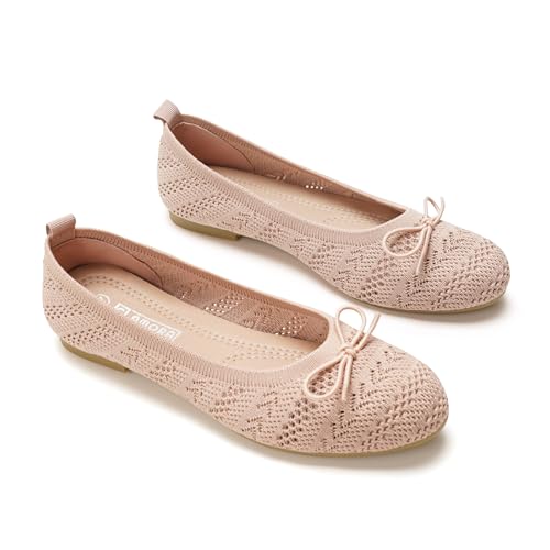 Ballerines en tissu pour femme, avec nœud, antidérapantes, type manolétine ultra douce, rose, 36 EU Estrecho