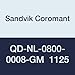 Sandvik Coromant, QD-NL-0800-0008-GM 1125, CoroCut QD Insert for Grooving, Carbide, Neutral Cut, 1125 Grade, (Ti,Cr,Al) N+(Ti,Al) N (Pack of 10)