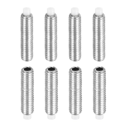 MECCANIXITY 8 Pcs M5x20mm Nylon Tip Grub Screw, 304 Stainless Steel Metric Hex Socket Set Screws for Furniture Repair Industrial Machinery and Equipment