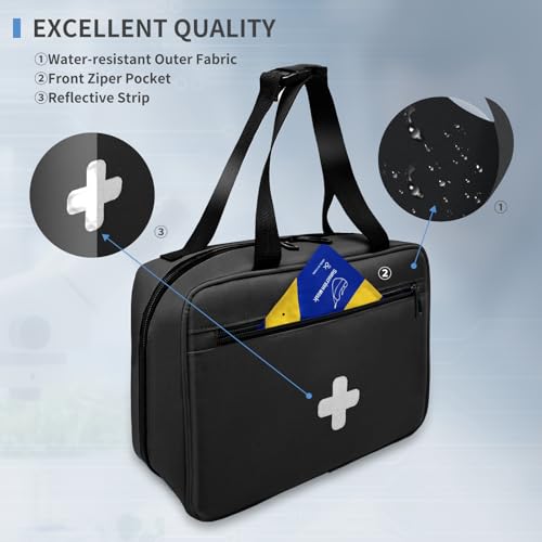 NENYX Bolsa de primeiros socorros vazia, compacta e portátil, organizador de suprimentos médicos com
