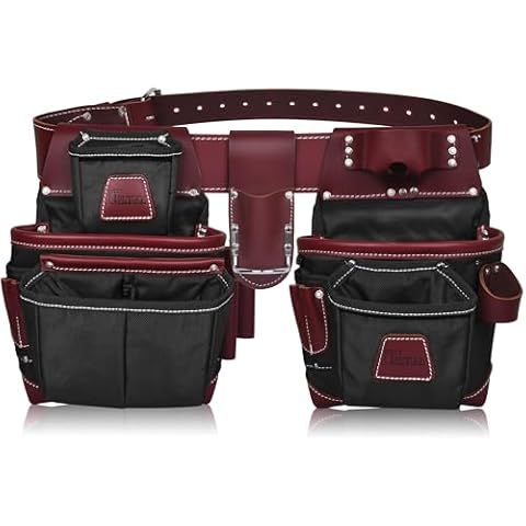 TRUTUCH Nylon and Leather Tool Belt | Framing Tool Bags | Leather Tool Belts | Nylon Tool Pouch | Carpenter Tool Belt | Construction | Framers | Electrician Tool Belt (BLACK) Cover