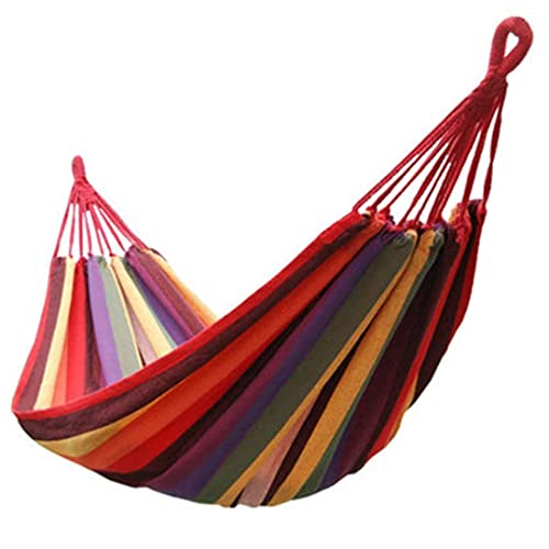 KANVIPRIYA Cotton Striped Foldable Hammock/Hanging Bed for Camping & Outdoor Activities- Multicolor (1 Person)