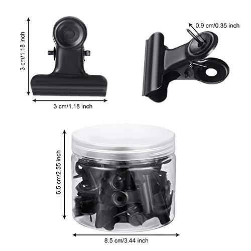 30 Pieces Push Pins Clips, Bulldog Clips With Thumb Tacks For School Artworks Projects On Cork Board, Photos Documents On Bulletin Board, No Holes For The Paper On Cubicle Walls (Black) #TOP1