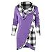 Toamen Donna Camicetta Manica Lunga Plaid Dolcevita Tartan Tunica, Maglieria Sportiva,Elegante Bluse da Donna, Camicetta Top in Felpa con Collo a Bottoni in Patchwork con Bottoni rovesciati