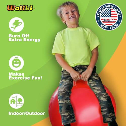 WALIKI Hopper Ball Toy for Boys & Girls Ages 7 8 9 Years Old | Red Jumping Ball | Hippity Hop Ball | Fun Birthday Gift | 20” - Thumbnail 2