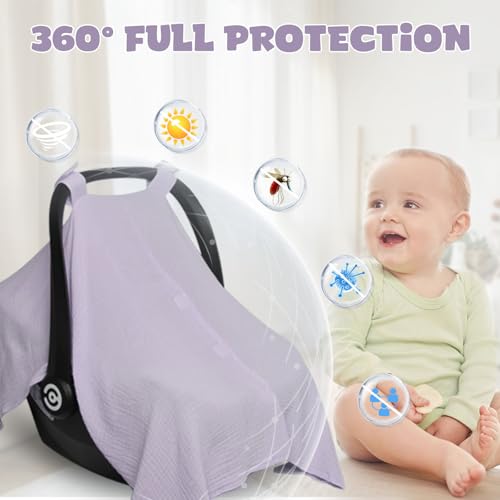 Image of Infant Carseat Insert, 2-in-1 Reversible Baby Car Seat Cushion for Newborn Toddler Head & Body Support Car Seat Pad for Carseats, Strollers, Swings, Bouncers(Purple)