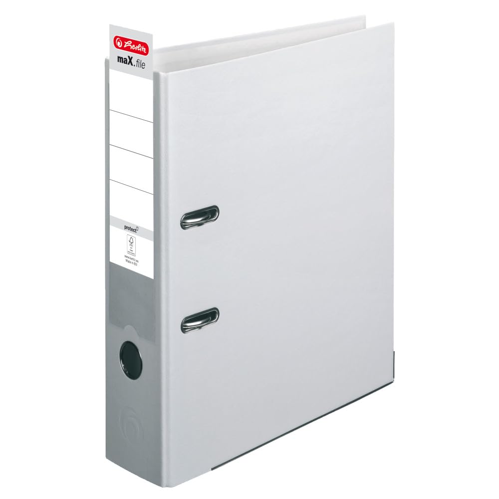 Herlitz 5480900 classeur à levier maX.file protect A4 8cm gris, lot de 20 pièces