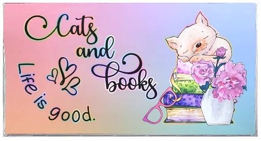 2 Year Pocket Calendar Planner with Free Note Pad, Wildlife & Animals (Cats & Books Ombre, 2026-2027)