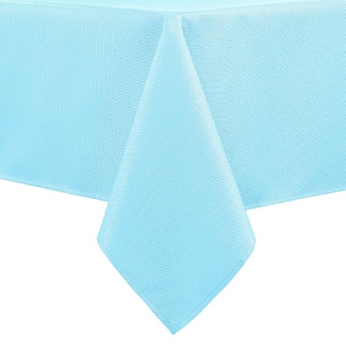 Hiasan Jacquard Textured Rectangle Tablecloth 52x70 Inch, Light Blue
