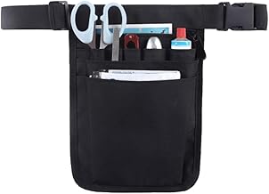 Nurse Waist Bag Organizer with Adjustable Belt for Scissors Set Nursing Tools (Black)
