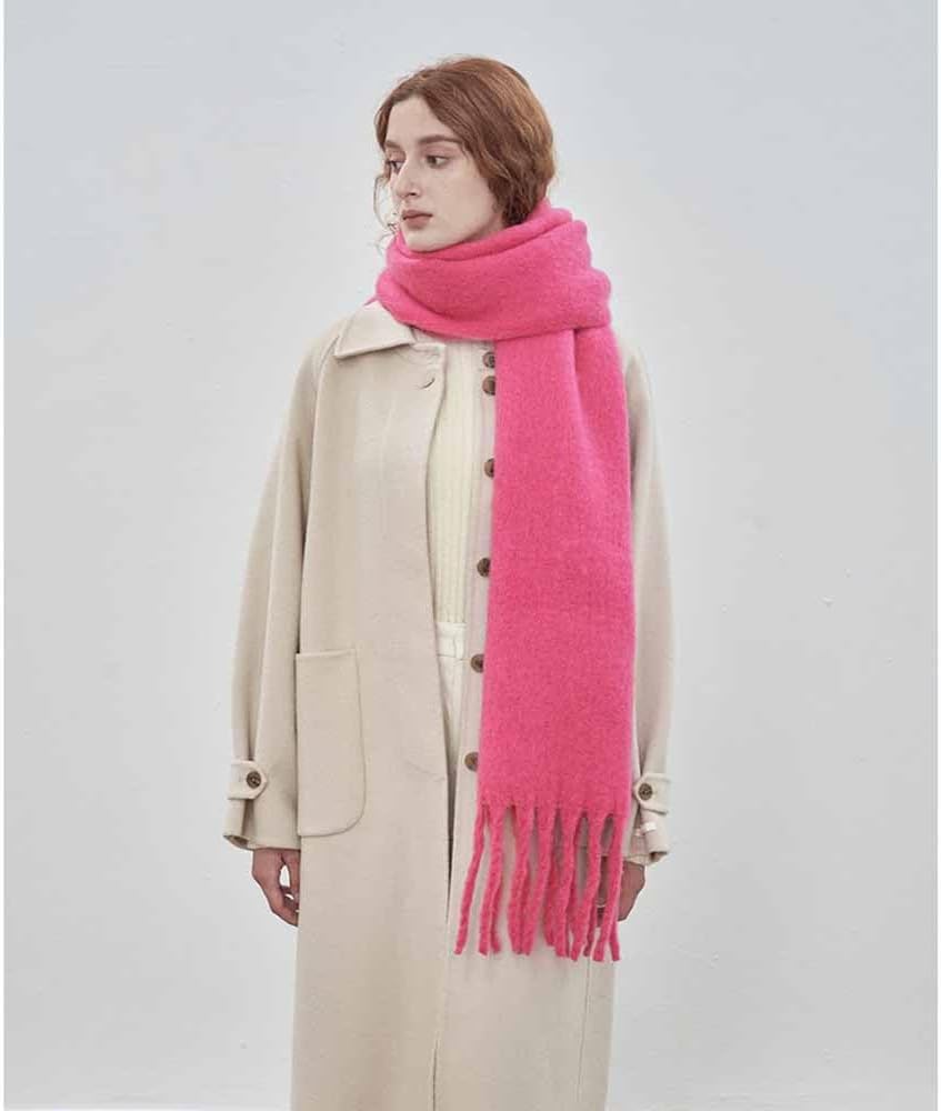 OUNIYA Large Chunky Scarf Oversized Fluffy Scarves Blanket Big Wool Thick Winter Warm
