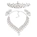 Produktbild Frcolor Hochzeit Brautschmuck Sets, Strass Perle Tiara Krone Halskette Ohrringe Schmuck Sets für Hochzeit Prom Brautjungfern