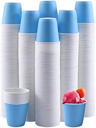 Turbo Bee 600Pack 3oz Disposable Paper Cups,Hot/Cold Beverage Drinking Cup，Small Blue Paper Cups for Bathroom and Mouthwash