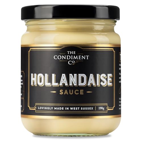 The Condiment Company Hollandaise Sauce - Vegan, Gluten Free & Buttery with Lemon, 190g Jar - Smooth, Creamy, Sauce for Eggs Benedict, Salmon, Asparagus & Christmas Dinners