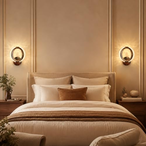 Image of fizzytech Crystal LED Wall Light, Modern Gold Finish Decorative Wall Lamp with 3 Colour Changing Modes for Living Room, Bedroom, Hallway & Home Decor (Round, Pack of 1)