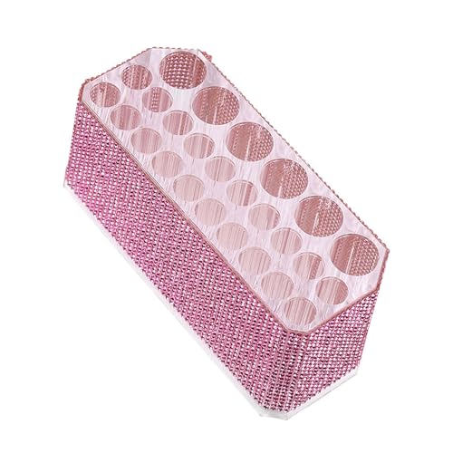 Oxxggkao 3. Soporte para brochas y bolígrafos de acrílico con 26 ranuras, para almacenamiento de tocador, organizador de escritorio con múltiples ranuras para cosméticos